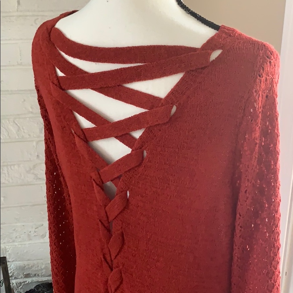 Lace Up Back Sweater